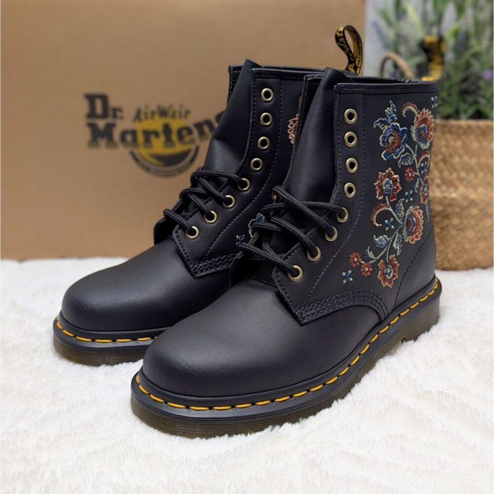 Dr. Martens 1460 Vonda Reclaimed Leather Floral Print Lace Up Boots UK 5 NIB
